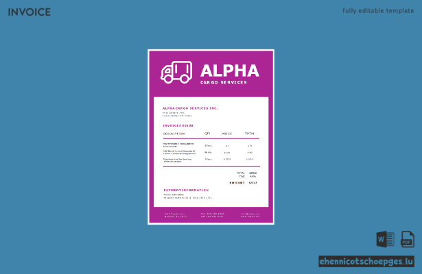 USA Alpha Cargo Services – Beispielrechnung (Vorschau)